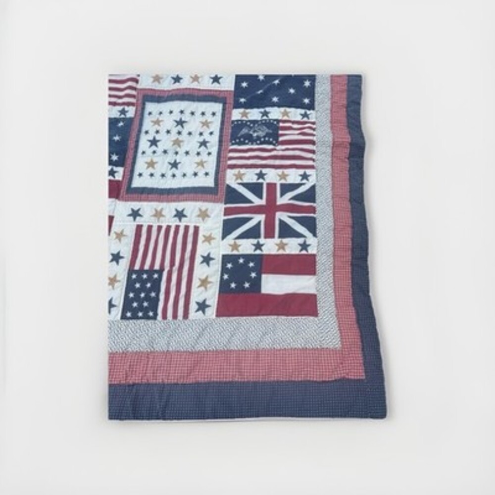 MCM  American Flag Eagle Patchwork Quilt  65”x48” - Picture 3 of 15
